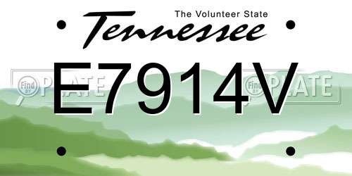 E7914V Tennessee License Plate