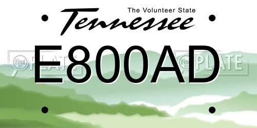 E800AD Tennessee License Plate