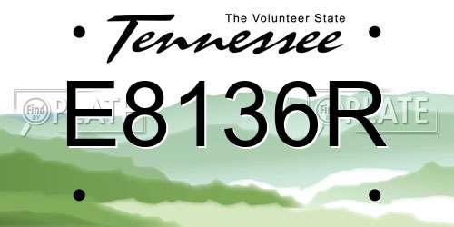 E8136R Tennessee License Plate
