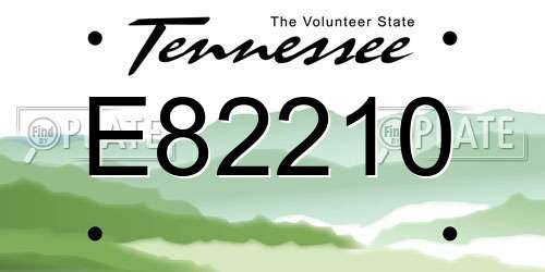 E82210 Tennessee License Plate