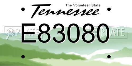 E83080 Tennessee License Plate