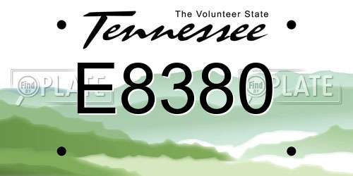 E8380 Tennessee License Plate