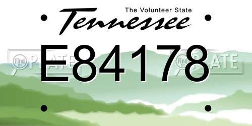 E84178 Tennessee License Plate