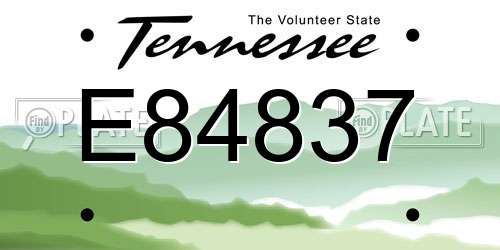 E84837 Tennessee License Plate