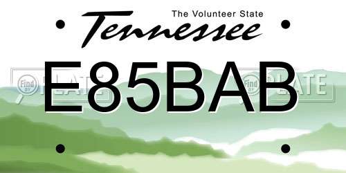 E85BAB Tennessee License Plate