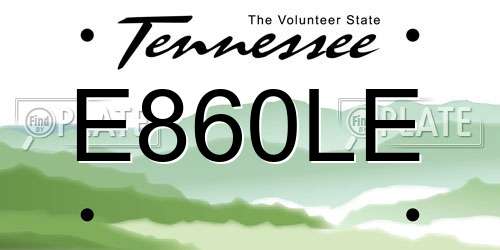 E860LE Tennessee License Plate