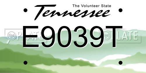 E9039T Tennessee License Plate