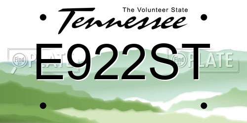 E922ST Tennessee License Plate