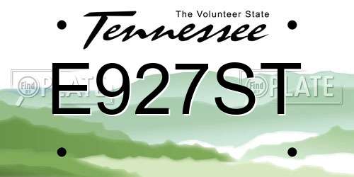 E927ST Tennessee License Plate