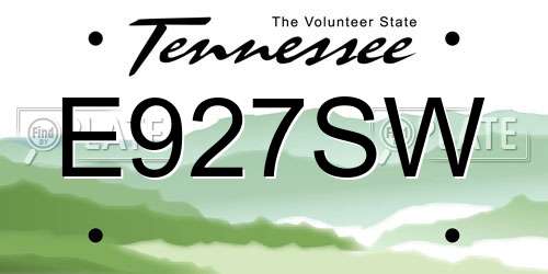 E927SW Tennessee License Plate
