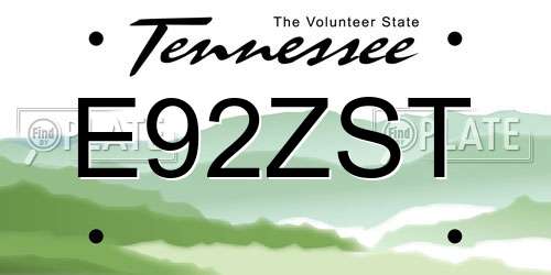 E92ZST Tennessee License Plate