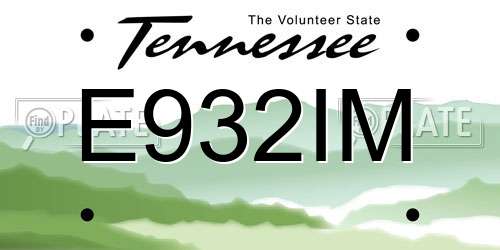 E932IM Tennessee License Plate