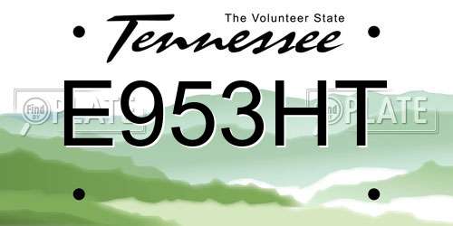 E953HT Tennessee License Plate