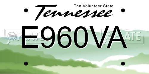 E960VA Tennessee License Plate