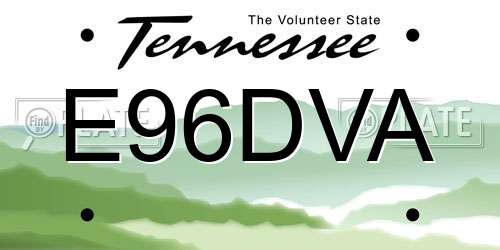 E96DVA Tennessee License Plate