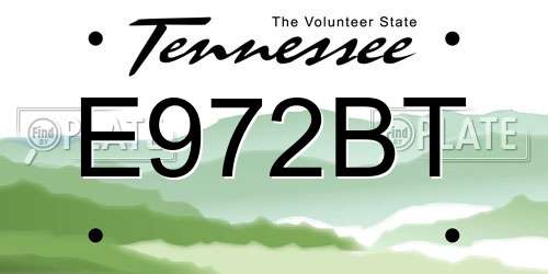 E972BT Tennessee License Plate