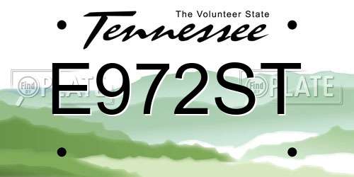 E972ST Tennessee License Plate