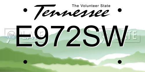 E972SW Tennessee License Plate