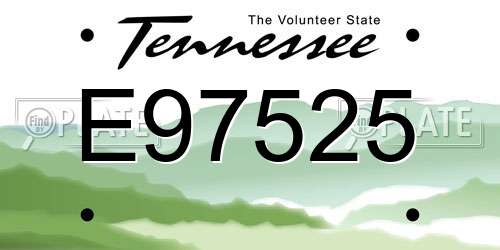 E97525 Tennessee License Plate
