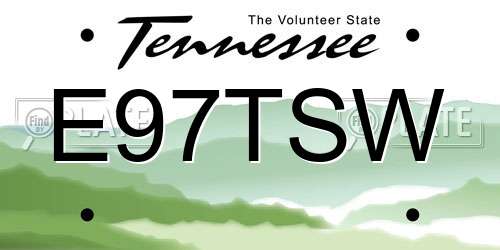 E97TSW Tennessee License Plate