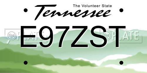 E97ZST Tennessee License Plate