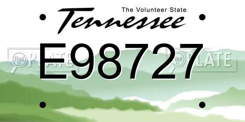 E98727 Tennessee License Plate