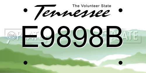 E9898B Tennessee License Plate