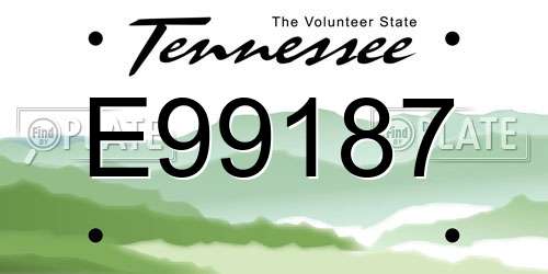 E99187 Tennessee License Plate