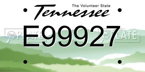 E99927 Tennessee License Plate