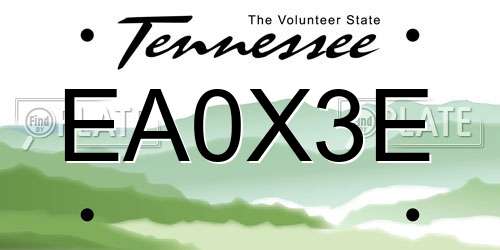 EA0X3E Tennessee License Plate
