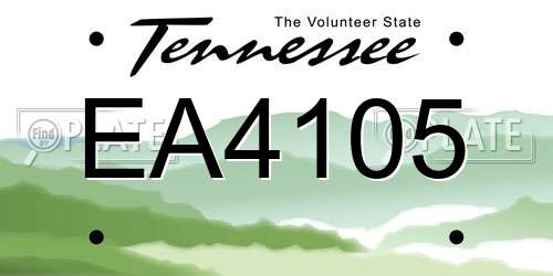 EA4105 Tennessee License Plate