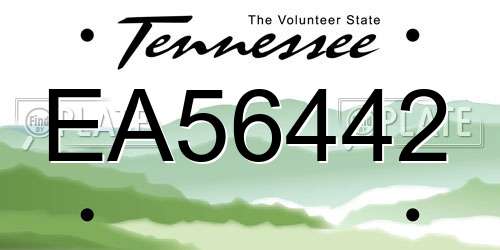 EA56442 Tennessee License Plate