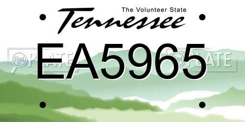 EA5965 Tennessee License Plate
