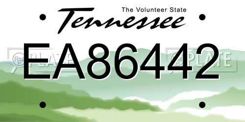 EA86442 Tennessee License Plate