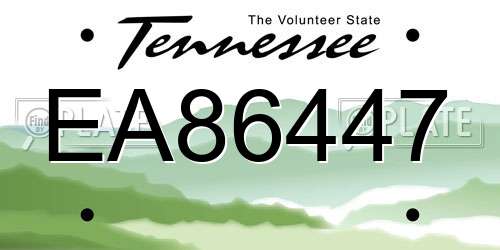 EA86447 Tennessee License Plate