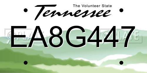 EA8G447 Tennessee License Plate