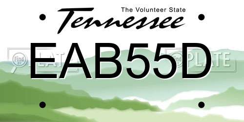 EAB55D Tennessee License Plate