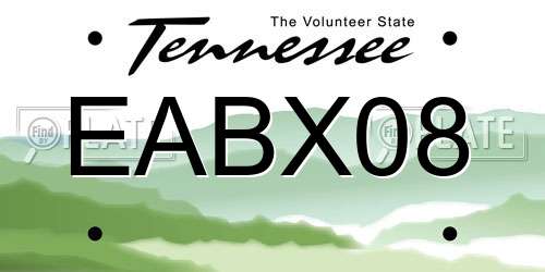 EABX08 Tennessee License Plate