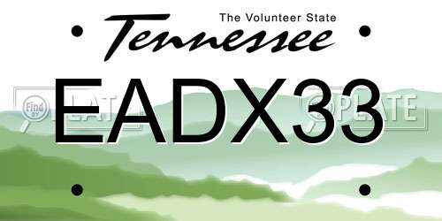 EADX33 Tennessee License Plate