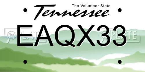 EAQX33 Tennessee License Plate