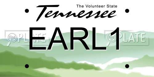 EARL1 Tennessee License Plate