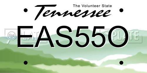 EAS55O Tennessee License Plate