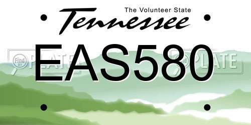 EAS580 Tennessee License Plate