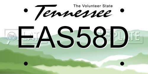 EAS58D Tennessee License Plate