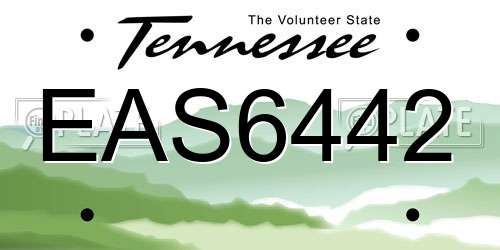 EAS6442 Tennessee License Plate