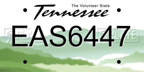 EAS6447 Tennessee License Plate