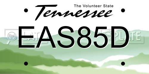 EAS85D Tennessee License Plate