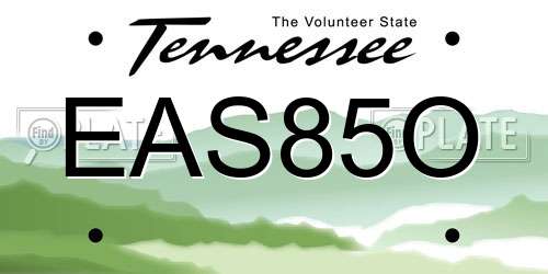 EAS85O Tennessee License Plate