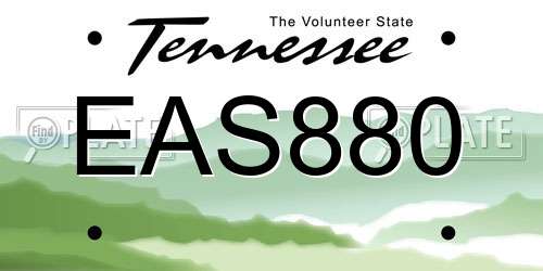 EAS880 Tennessee License Plate