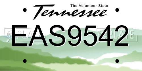 EAS9542 Tennessee License Plate